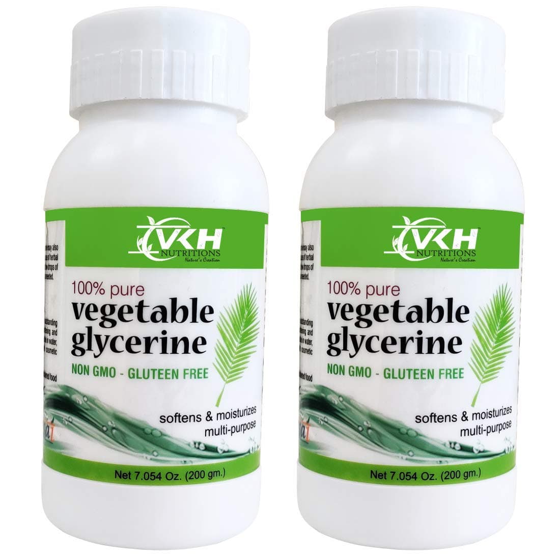 VKH Nutritions Vegetable Glycerin 200gmPure Edible Glycerin Food Grade Glycerine for Skin Body Face Lips Hair Soap Cosmetics and Cake PreparationPack of 2 400GM