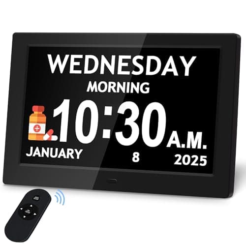 101 Digital Clock 1280800p HD Extra Large Display Digital Clock With Date Time Day Of Week 10 Reminders 6 Alarms Auto Dimming DST Remote Control Dementia Clock For Seniors Black