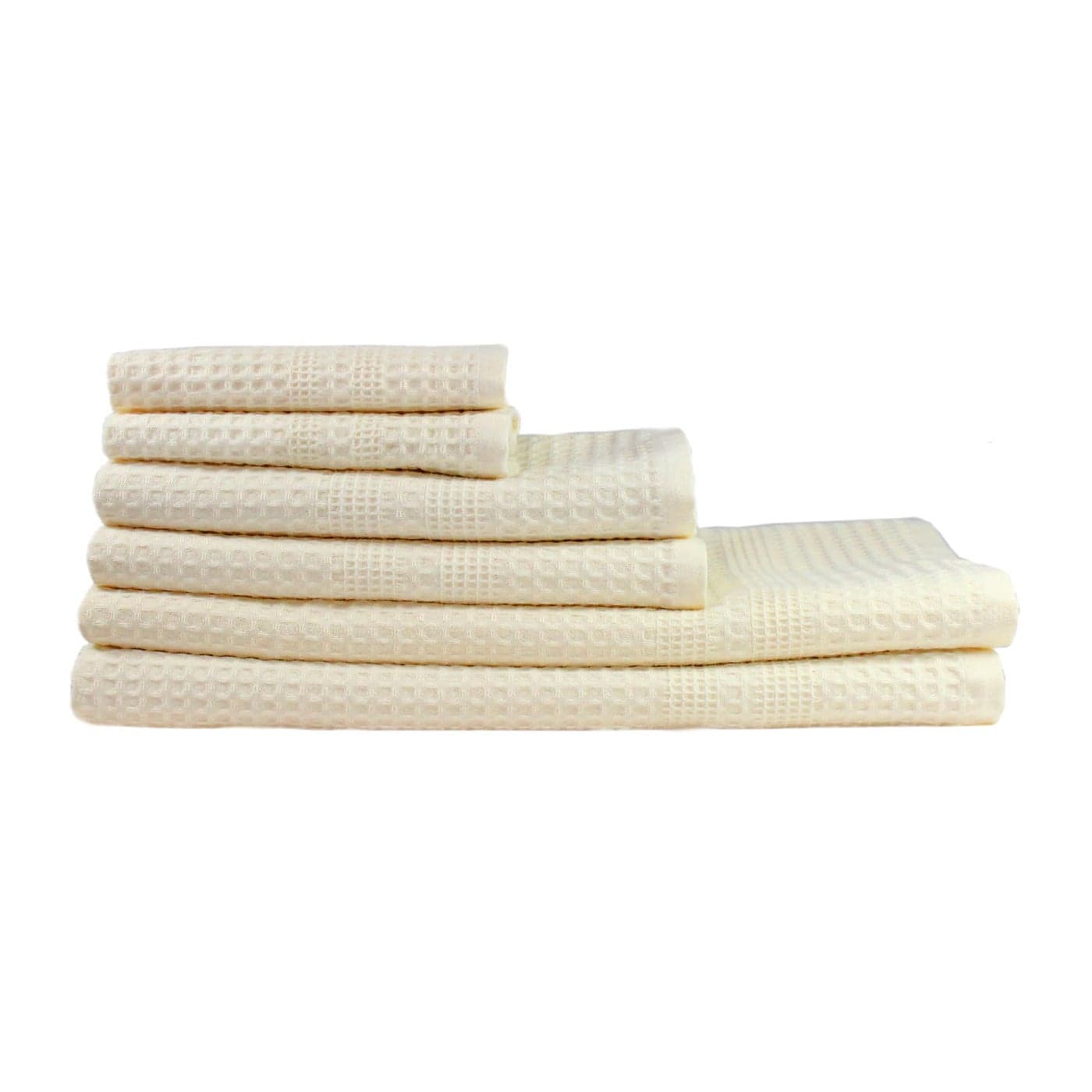 GILDEN TREE Waffle Towel Set Quick Dry Thin 2 Bath Towels 2 Hand Towels 2 Washcloths Classic Style Cream