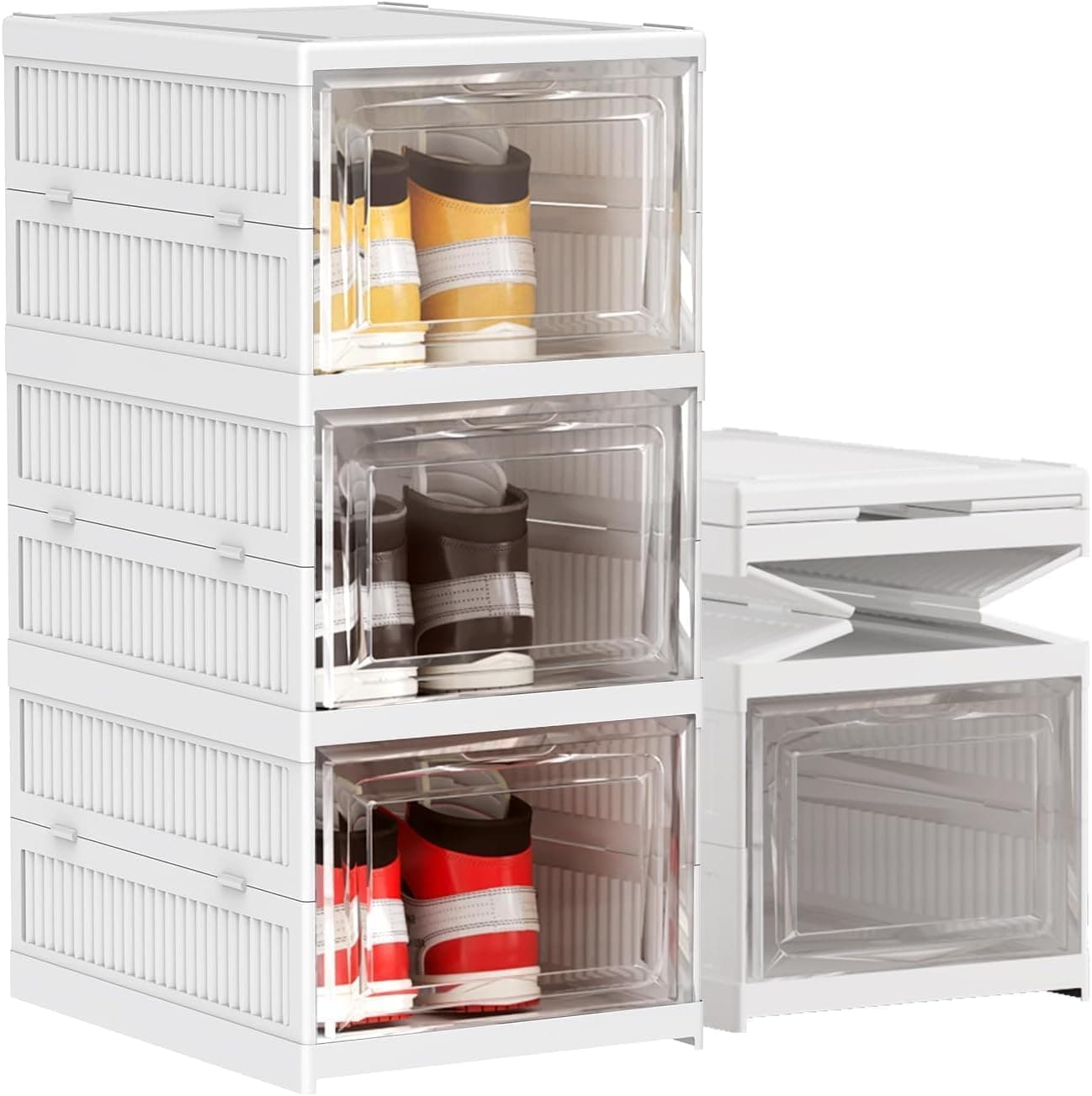 Raawan 3-Tier Portable Shoe Rack: Multi-Purpose DIY Storage Cabinet for Heels, Boots & Sneakers | Collapsible & Folding Shoe Organizer with Door
