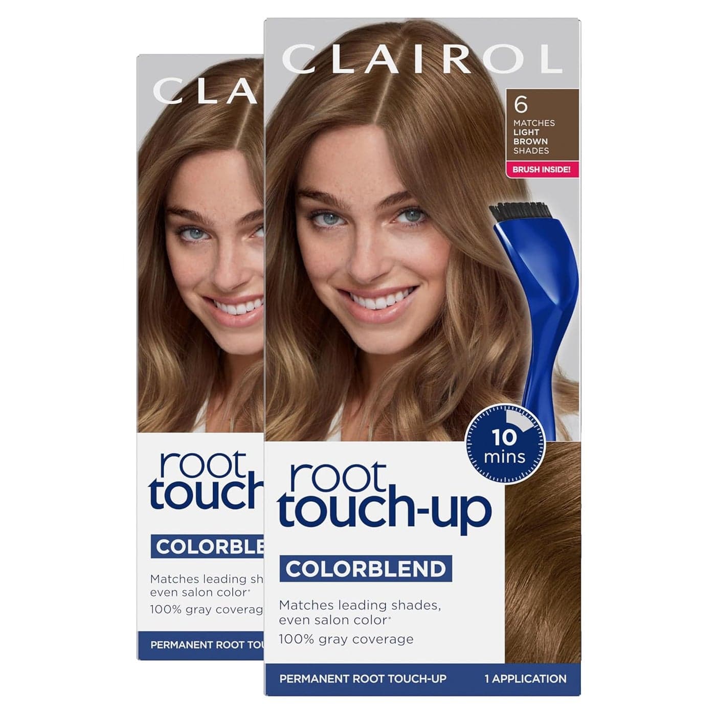 Clairol Root TouchUp by Nicen Easy Permanent Hair Dye 6 Light Brown Color 2 Count