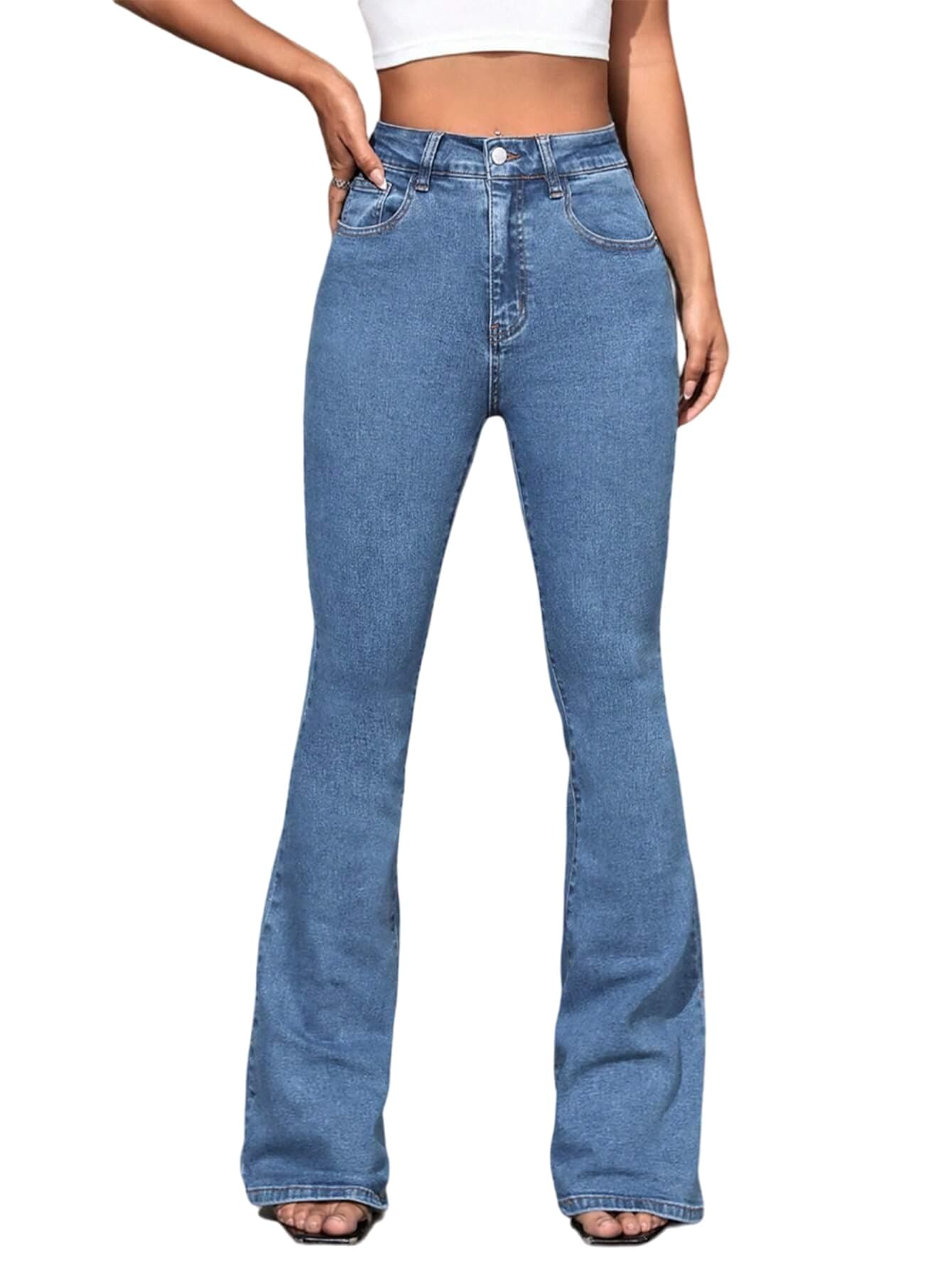 KOTTY Women's Cotton Lycra Blend Boot Cut Leg Jeans(Blue,26)