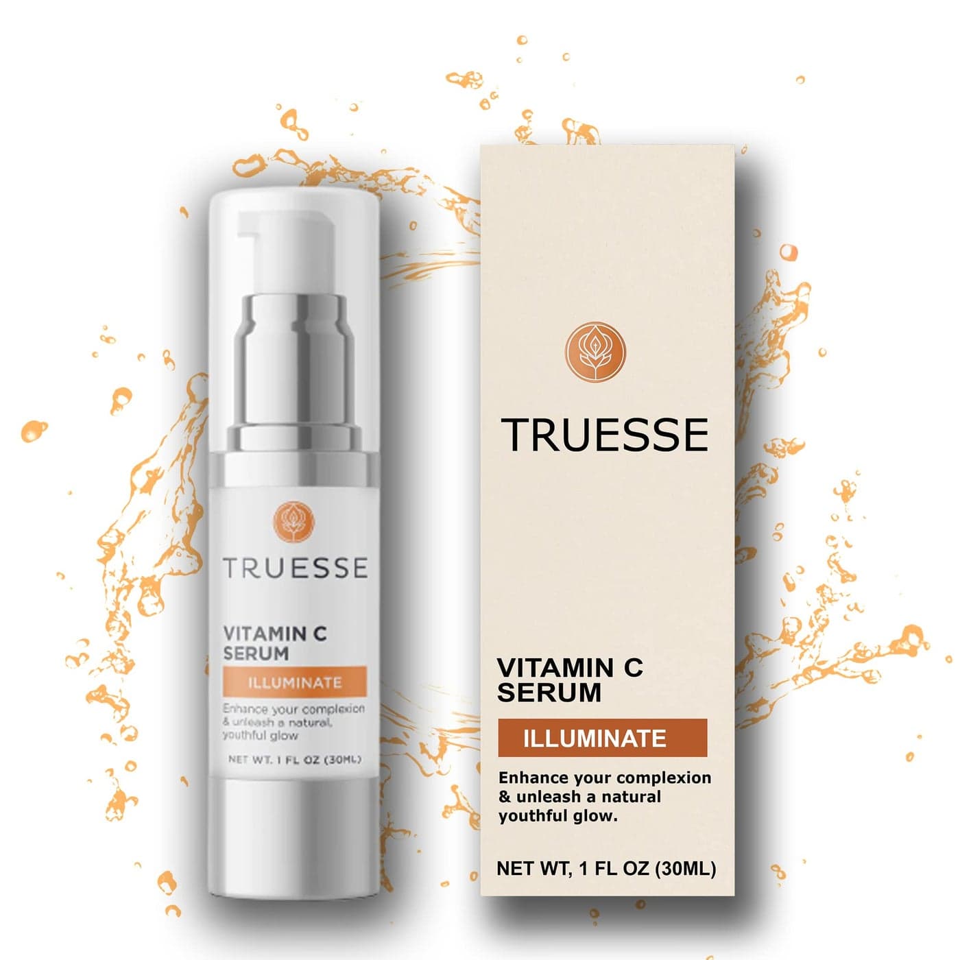 TRUESSE Ayurvedic Vitamin C Serum Antioxidant Powers to Heal and Restore Skin for the Perfect Daily Glow Hyaluronic Acid for Hydration