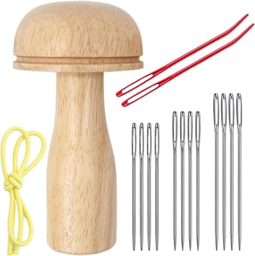 Darning Mushroom Wood Darning Egg Sewing Tool Repair for Darning Socks Hats Pants Sweaters DIY Sewing Crafts Cute Wooden Mushroom Darner Needle Patch Holes 1 Pack