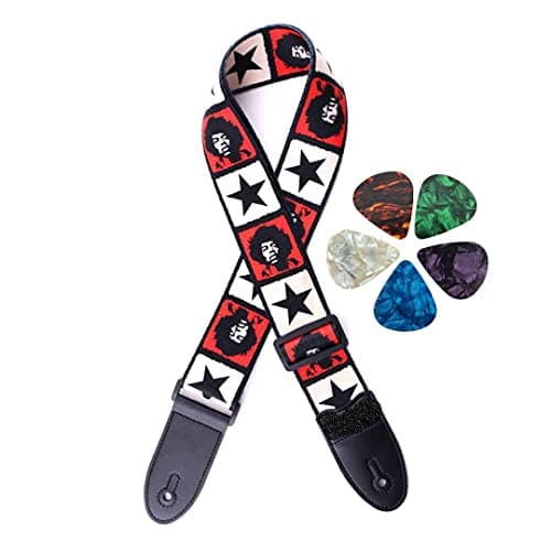 MUSTANG Guitar Strap/Adjustable Guitar Strap with free 5 picks (Jimi Hendrix)