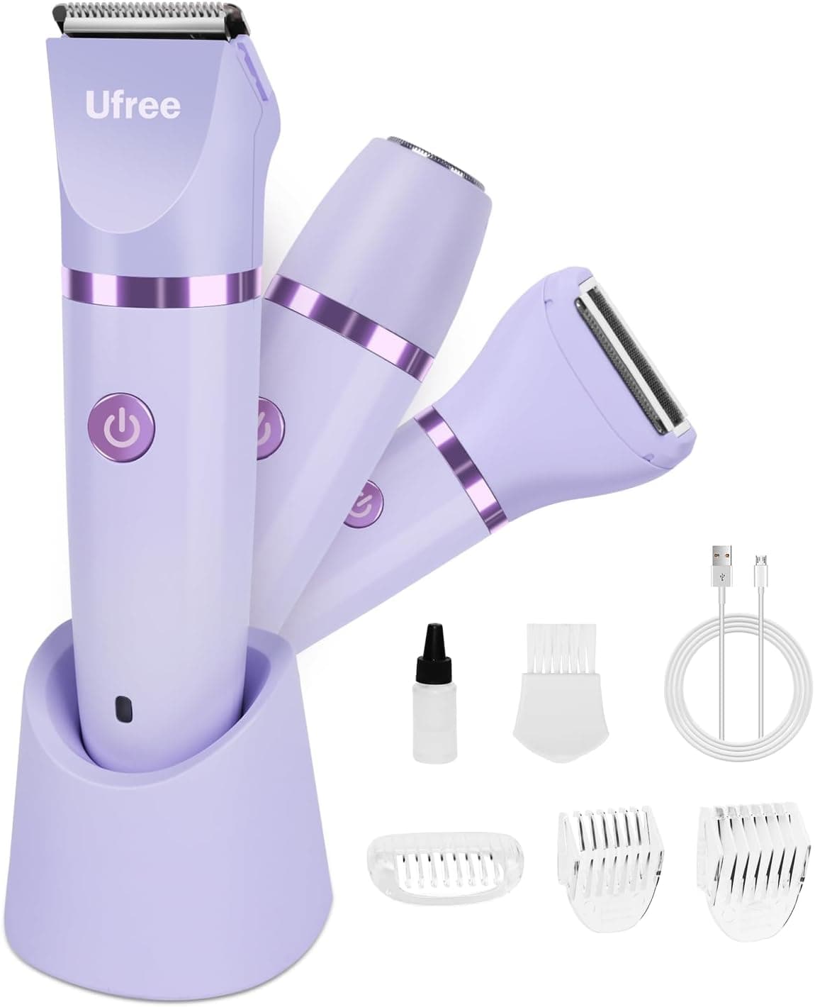 Ufree Bikini Trimmer for Women Electric Razors for Women Rechargeable Pubic Hair Trimmer Womens Electric Shaver for Legs Body Hair Bikini Shaver IPX7 Waterproof Gifts for Women Purple