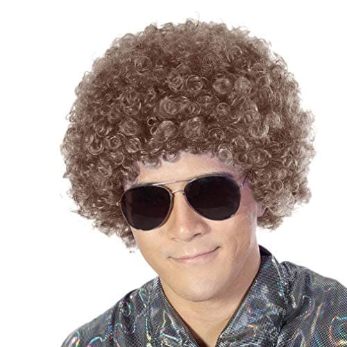 FREE BEAUTY Fluffy Afro Synthetic Clown Wig for Men Women Cosplay Anime Party Christmas Halloween Fancy Funny Wigs Brown