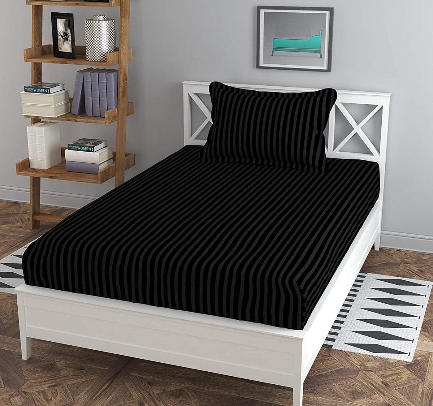 RRC Super Soft Brushed Microfiber Cotton Satin Stripes Single BedSheet with 1 Pillow Cover60X90Inches Bedsheet with Pillow Cover