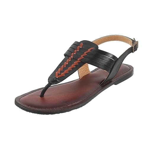 Metro Women Black Synthetic Leather Flat Sandal UK/3 EU/36 (33-438)