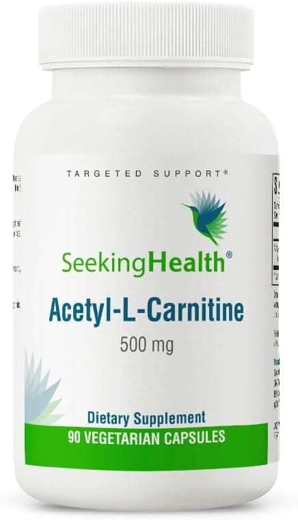 Seeking Health AcetylLCarnitine AcetylLCarnitine Supplement Supports Energy Healthy Fat Metabolism Memory Health 500 mg 90 Capsules
