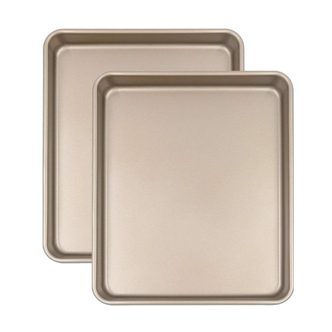 Toaster Oven Pans Set of 2 Shinsin 11Inch Nonstick Baking Sheet Pans and Trays 18 Thicker Replacement Small Baking Tray Accessories for Cookie Non Toxic and Easy Clean and Diswasher Safe Gold