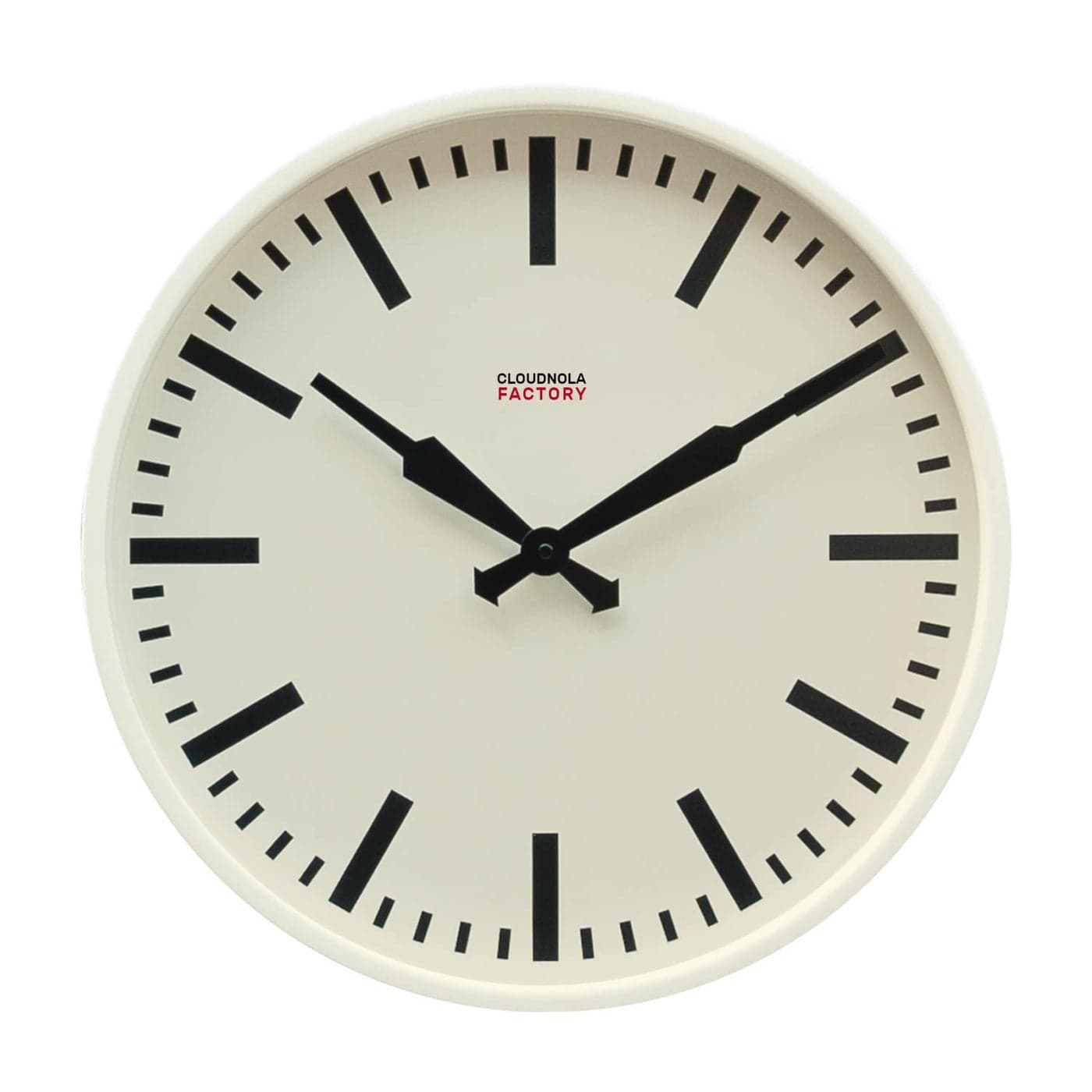Cloudnola White Metal Station Wall Clock Designer Clock 18 inch Diameter Modern Wall Clock Without Ticking Battery Operated Quartz Movement