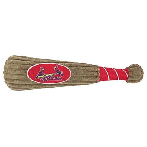 MLB St Louis Cardinals Baseball Bat Toy for DOGS CATS Soft Corduroy Plush Dog Toy with Inner SQUEAKER MLB Chew Toys for Dogs or Cats Durable Fun Interactive Dog Toy with Team Names and Logo
