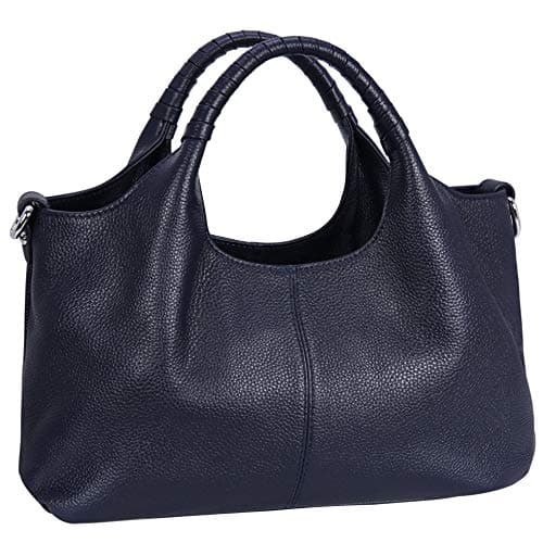 Iswee Ladies Leather Handbags and Purses Leather Bags for Women Shoulder Hand Bags Western Pocketbooks Satchel Hobo Tote Top Handle Cross Body Bag (Navy Blue)