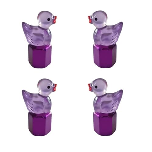 Tuxihapp 4PCS Cute Duck Tire Valve Stem Caps Glow in The Dark Wheel Tire Valve Caps Replacement Interesting Practical Duck Tire Air Cap Car Decoration Universal for Truck Motorcycle BikePurple