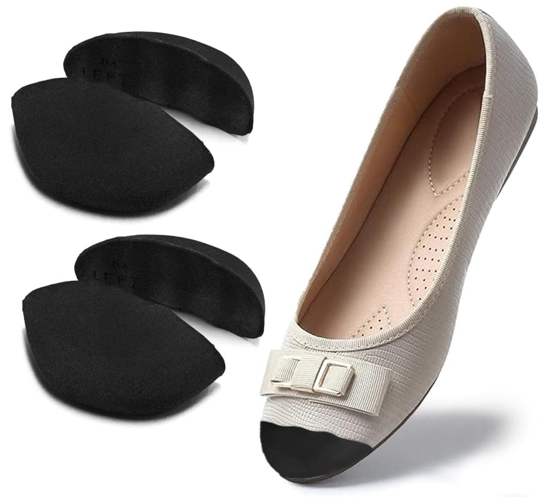 DrFoot Shoe Filler Inserts for Loose Shoe Toe Filler Cushion Inserts for Shoe Too Big Big Shoe Fillers Make Shoes Fit for Casual Sports High Heels Boots Medium Half to One Size Bigger Black