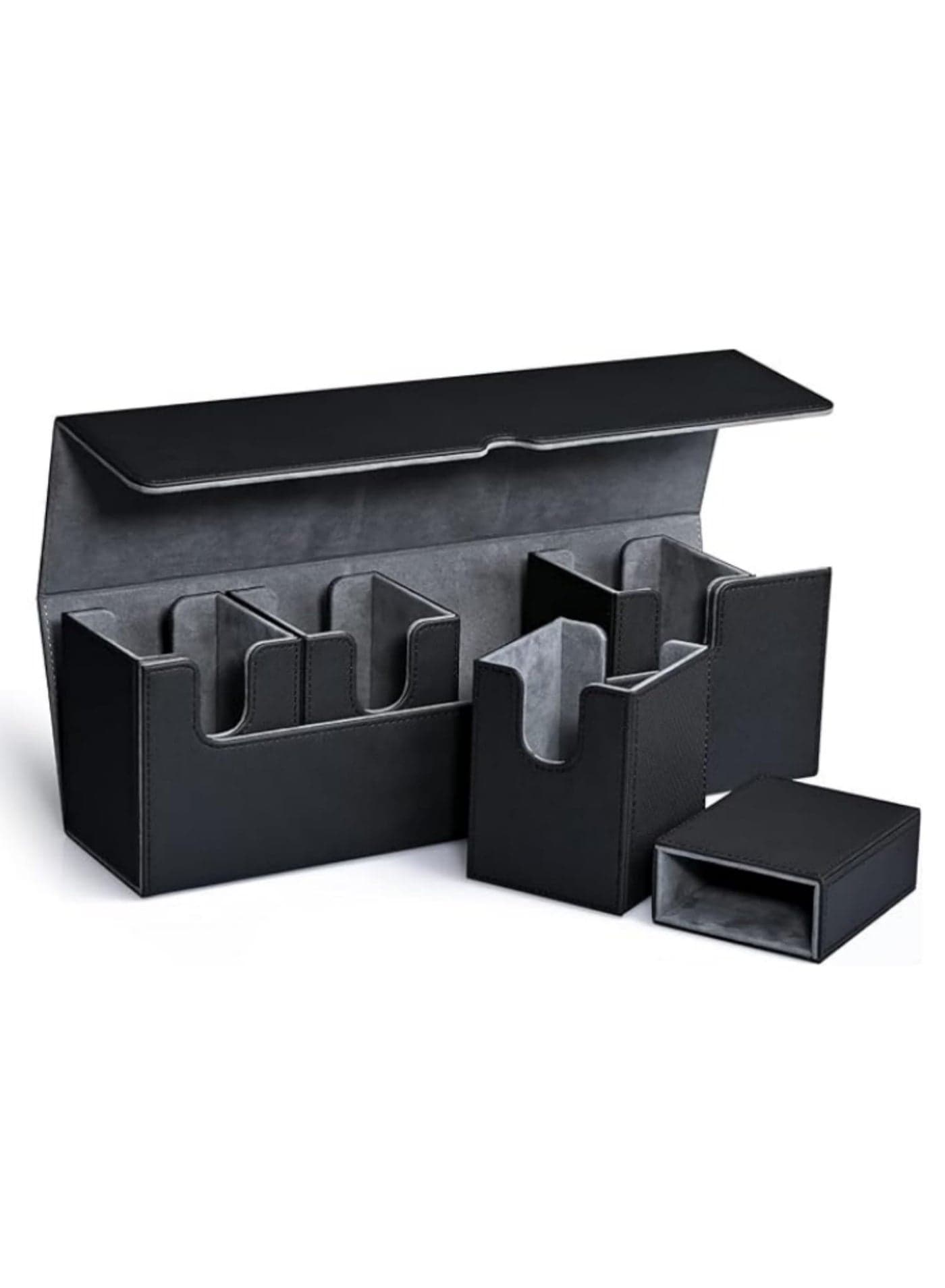 1PCS 5 in 1 Card Deck Case Holds 900+ Unsleeved Storage Box with Dice Tray for MTG Yugioh Strong Magnet Organizer for Magic Commander TCG CCG Sports Cards