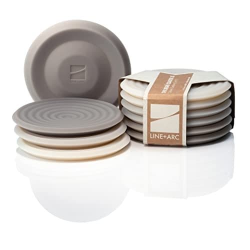 LINE+ARC Extra Thick Silicone Coasters (As Seen in NYTimes WireCutter) Waterproof Anti-Stain Heat-Safe Dishwasher-Safe Degrē Coasters XL (Set of 6 Sandstone) Outdoor Rubber Mid-Century Modern