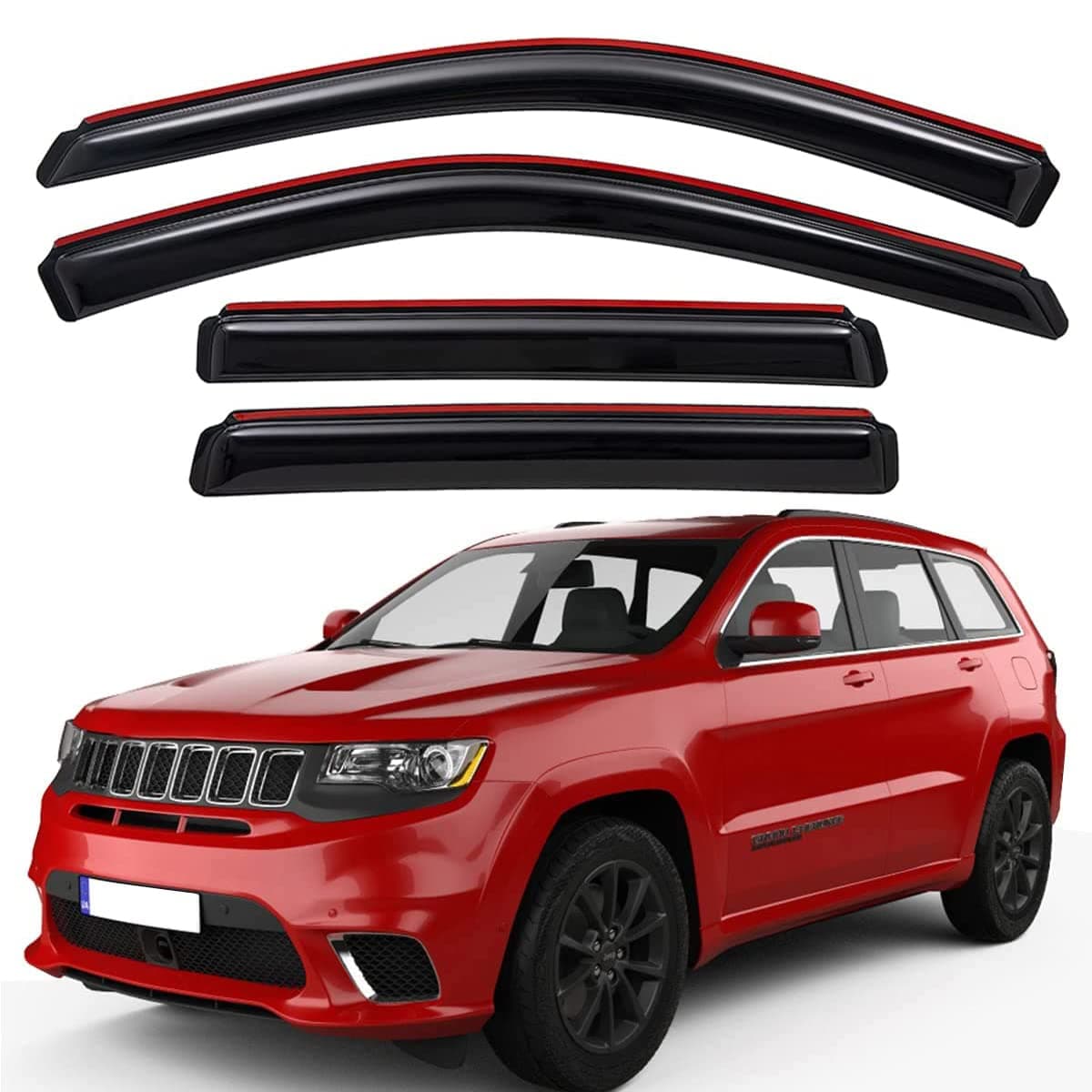 Lightronic Extra Durable Clipon inChannel Auto Vent Window Visor Fits 20112021 Jeep Grand Cherokee UV Protection Rain Guard Original Wind Deflector NoDrill Easy Install Dark Smoke 4Pcs