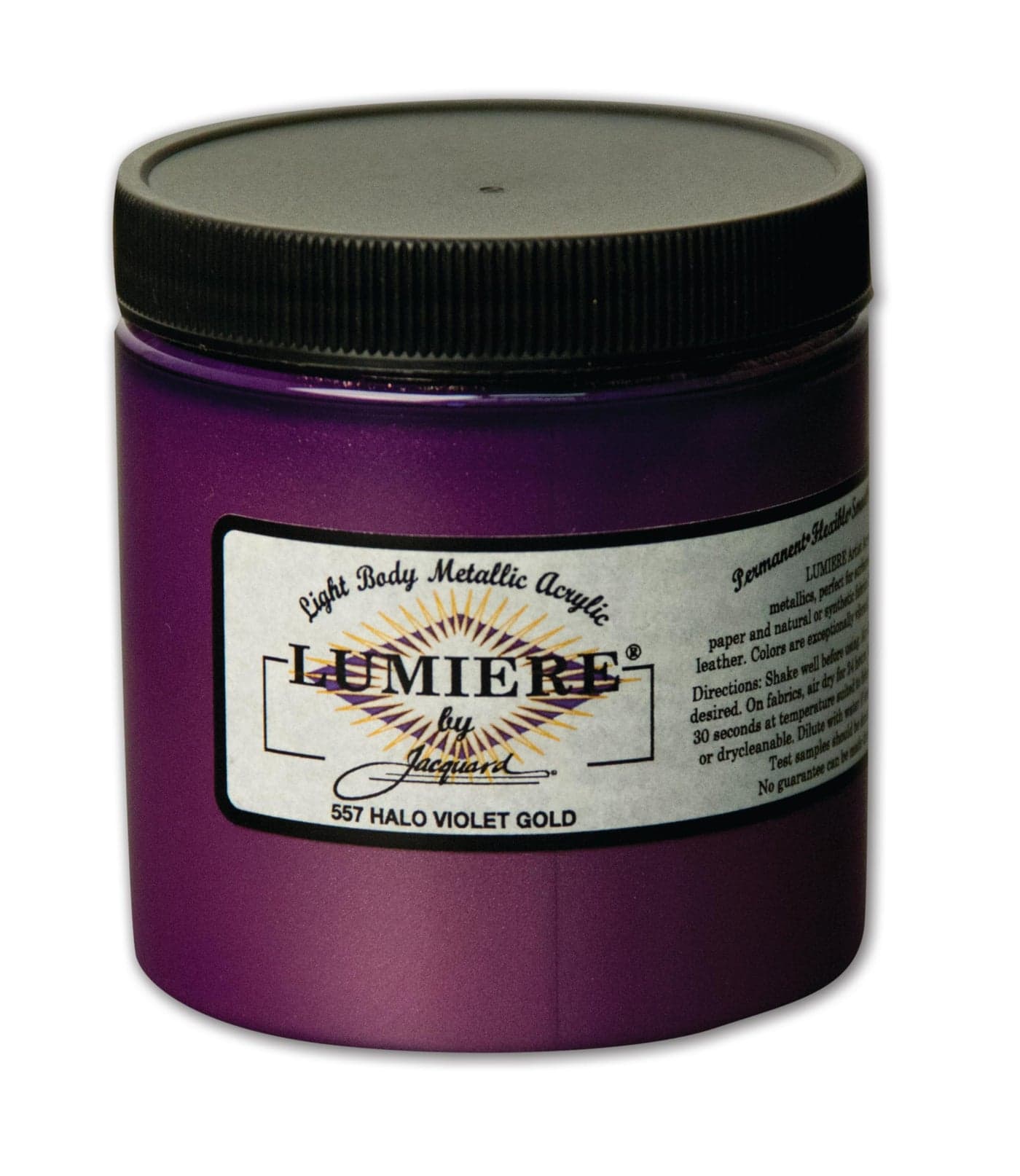 Jacquard Lumiere 8oz Fabric Paint Halo Violet Gold Metallic Paint for Fabric Paper Wood Ceramic and Metal Lightbodied Metallic Acrylic Paint Lightfast Vibrant Metallic Acrylic Paints