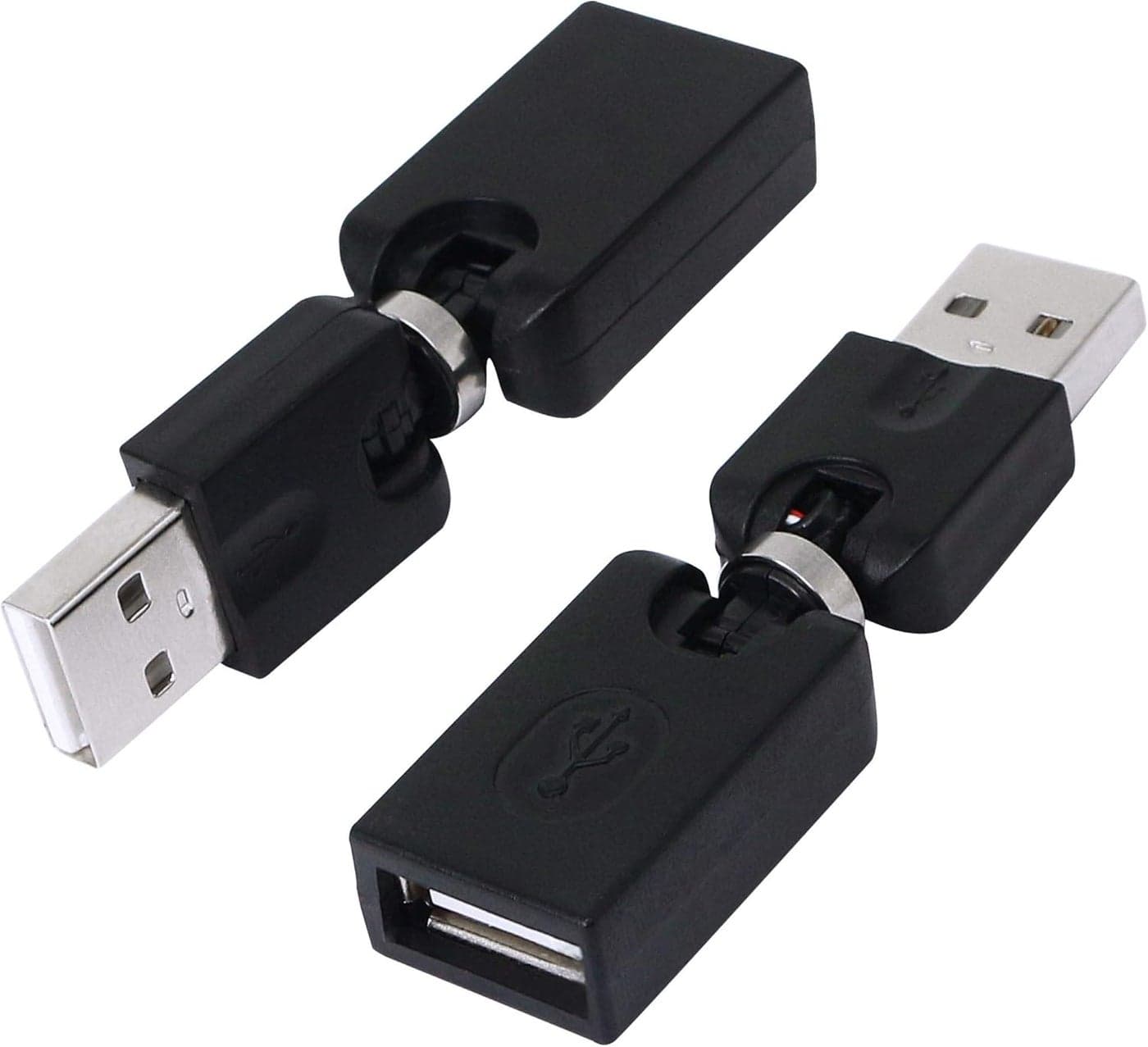 CERRXIAN Rotating and Swivel Twist USB 20 Type A Male to Type A Female 360 Degree Rotation Adjustable Right Angle Extension Adapter Convertor 2PackAMFM