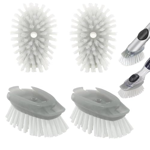4 Pack Dish Brush Refills, Dish Brush Replacement Head for OXO Steel Soap Dispensing Dish Brush