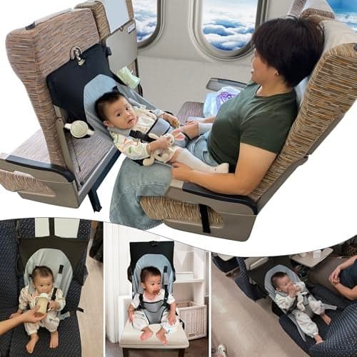 Baby Airplane Bed Baby Travel Essentials for Flying Toddler Airplane Seat Extender Must Haves Plane Portable High Chair Harness Seat for Infant Gray