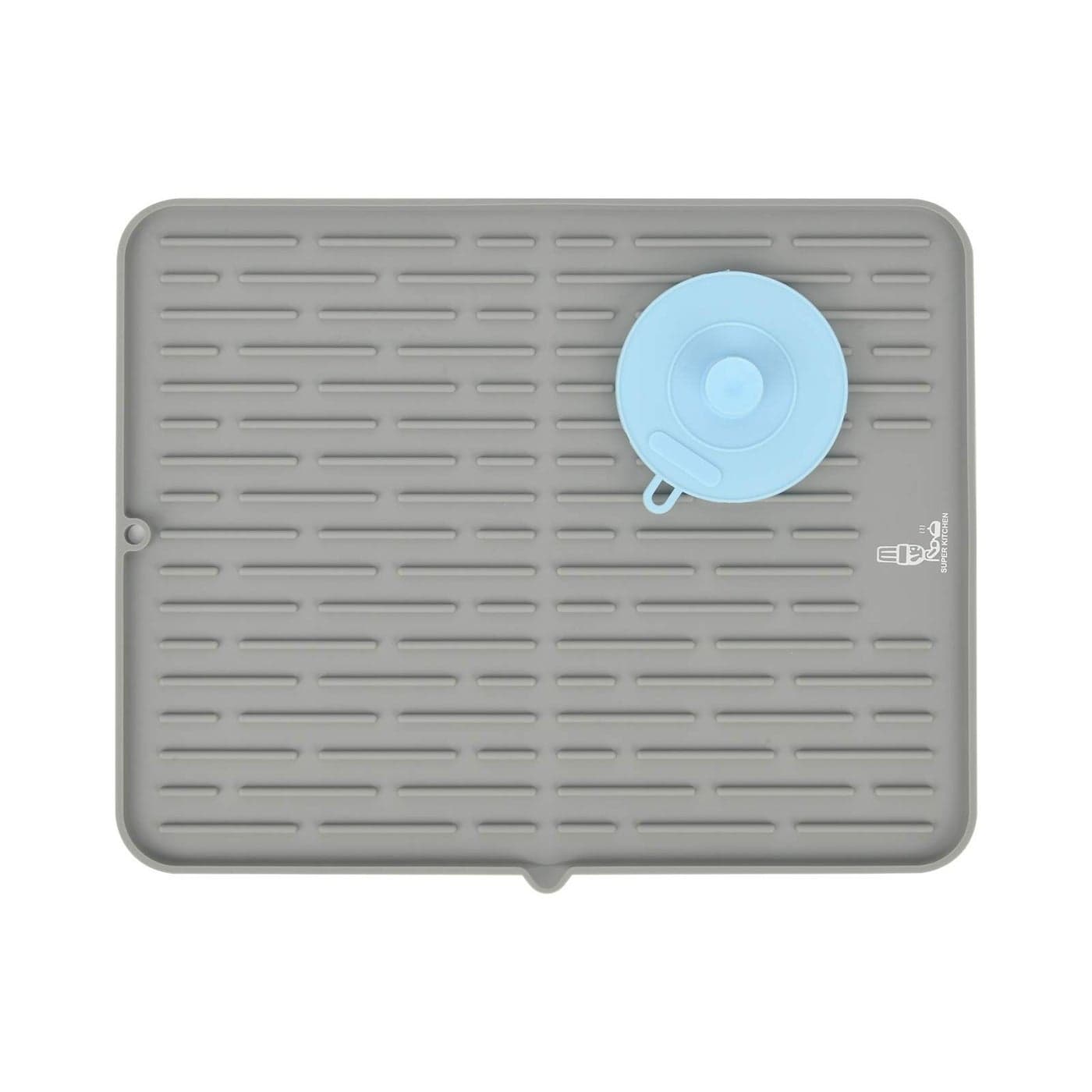 SUPER KITCHEN Large Silicone Dish Drying Mat Draining Board Mat Drainer Mat with a Multifunctional Silicone Sponge Scrubber Heat Resistant Trivet Countertop Protector4233cm Grey