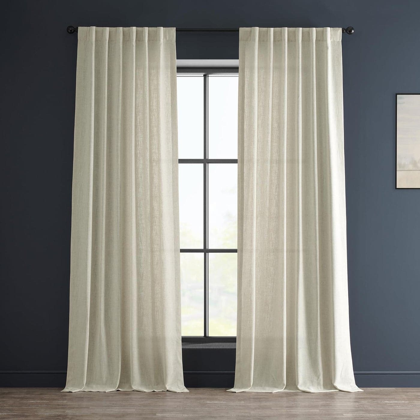 HPD Half Price Drapes Premium Heavy Faux Linen Curtains for Living Room 1 Panel 50W x 108L Light Filtering Curtains 108 Inches Long Window Curtains for Bedroom Barley