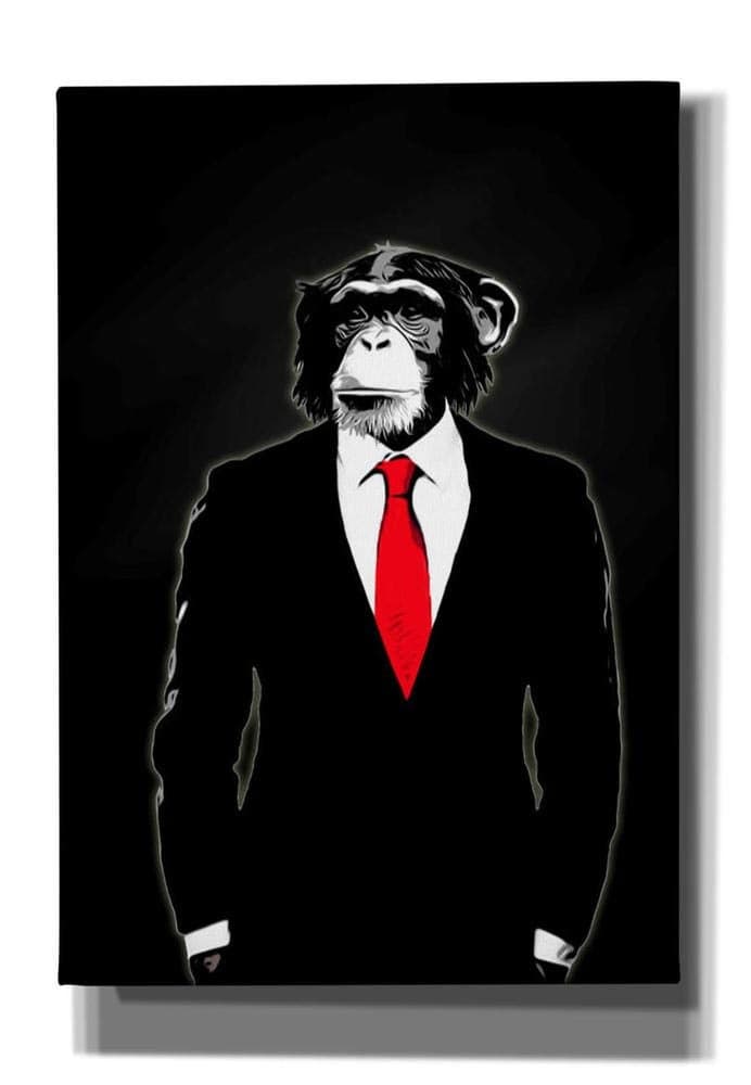 Cortesi Home CHCA182643 Domesticated Monkey By Nicklaus Gustafson Gisele Canvas Wall Art 18X26 Black