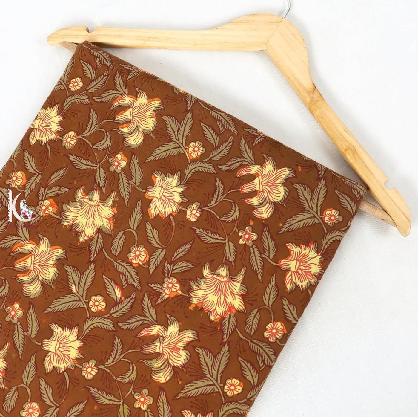 Khushi Handicraft Dabu Hand Block Print Dabu Cotton Print Fabric Dabu Hand Print Fabric Womens Dress Making Fabric Material Soft Cotton Yellow Flower 25 Meter