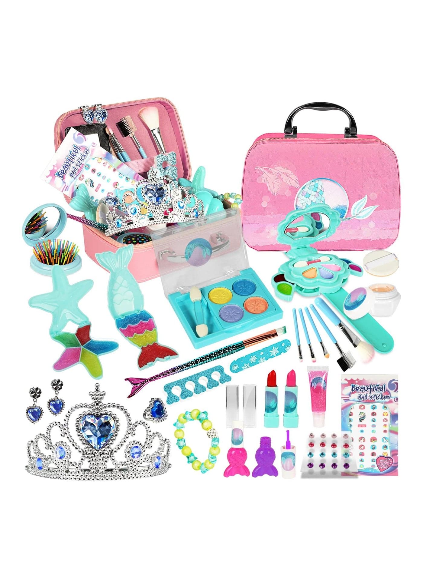 Makeup Kit for Girls, Washable Real Toys Little Kids Pretend Play Set, Birthday Gift Toy Toddler Kid Girls Children Age 4 5 6 7 8 9 10 Year Old