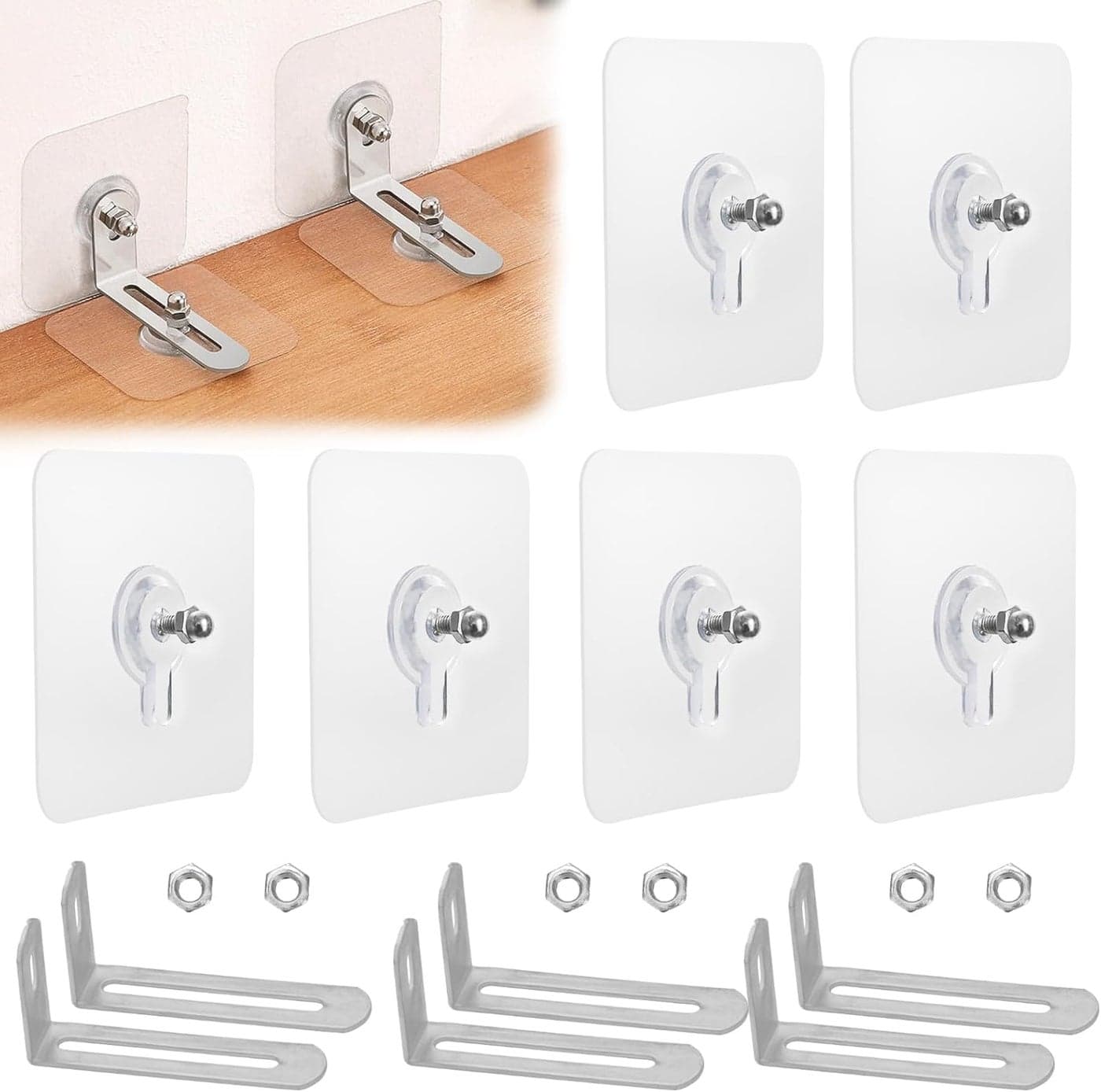 No Drill Furniture Anchors 6 Packs Anti Tip Furniture Straps Kit Adhesive Furniture Wall Anchors for Baby Proofing Secure Bookcase Dresser Shelf Cabinet Wall