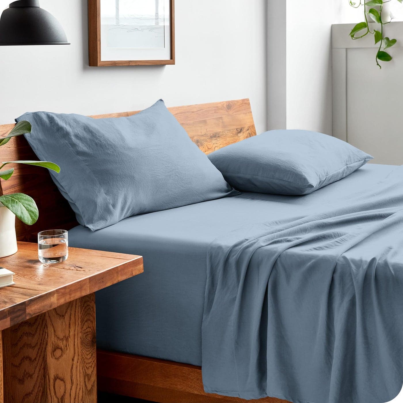 Bare Home Twin Sheet Set Luxury 1800 UltraSoft Stonewashed Microfiber Double Brushed Deep Pockets Easy Fit Breathable Bedding Sheet Sets Pillowcases Twin Dusty Blue