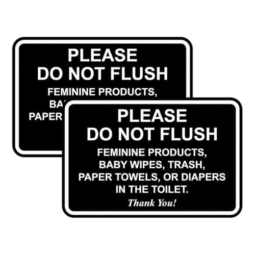 All Quality Classic Framed Please Do Not Flush Thank You Bathroom Etiquette Sign - 5" x 7" (Black-White) 2 Pack