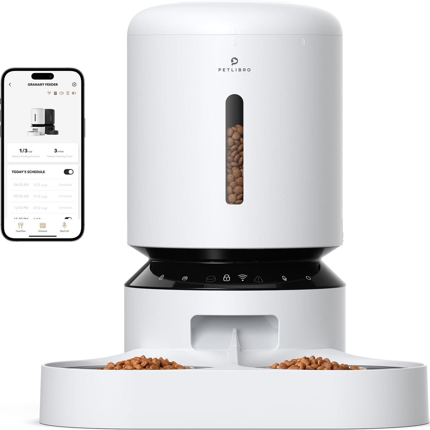 PETLIBRO Automatic Cat Feeder WiFi Pet Feeder for 2 Cats or Dogs with APP Control 5L Timed Cat Food Dispenser Adjustable Meal Splitter Fresh Food Storage 10s Meal Call Stainless Steel Bowls