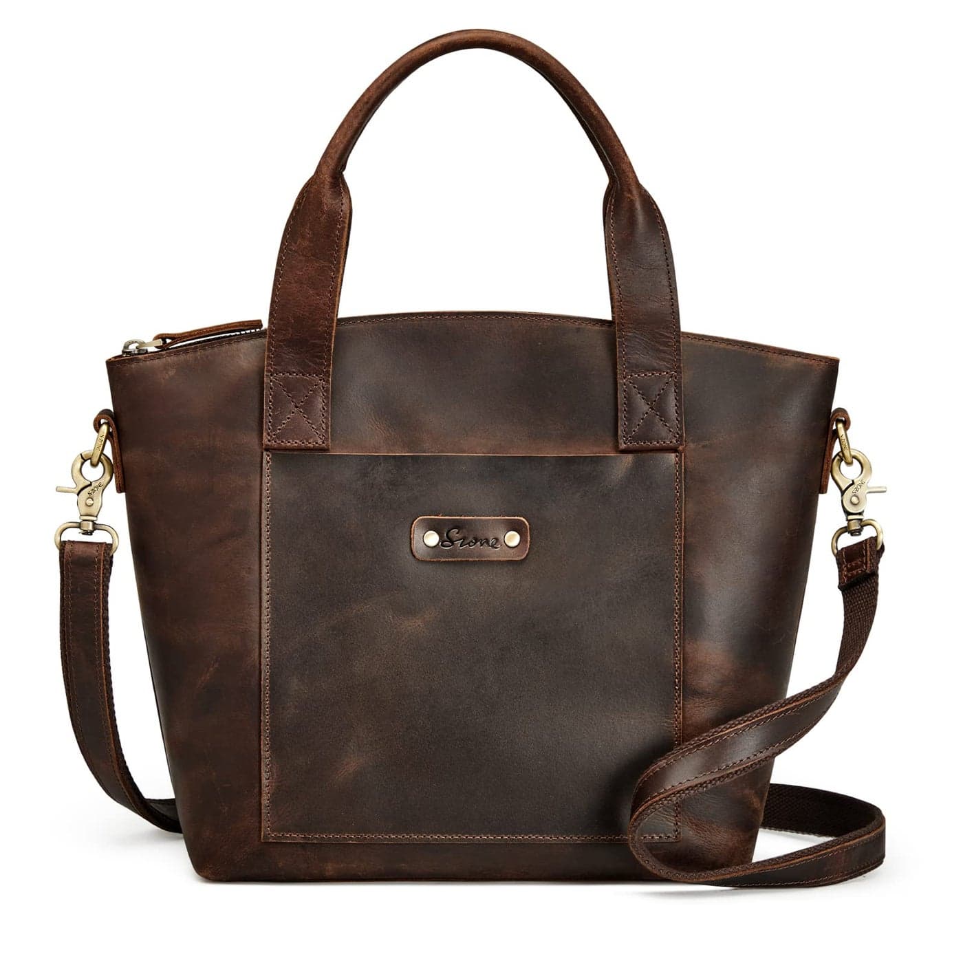 S-ZONE Genuine Leather Satchel Bags for Women Crossbody Tote Top-Handle Handbags Shoulder Purse Medium
