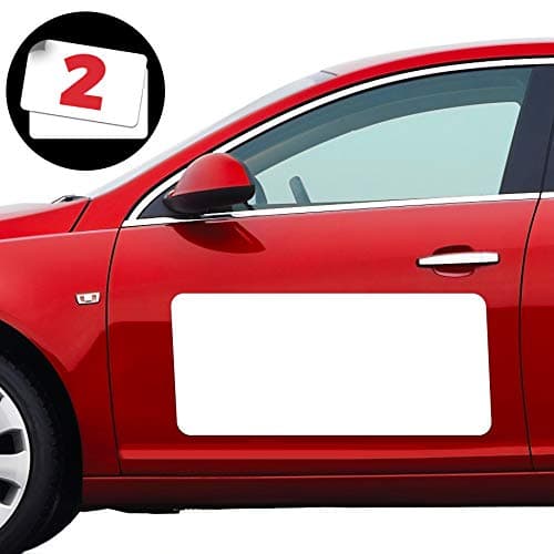 Set of 2 - 24" X 12" Car Door Magnets, Flexible Signs for Vehicles, White PVC Finish, Round Corners, Strong Durable Magnetic Signs, 30 Mil Thickness