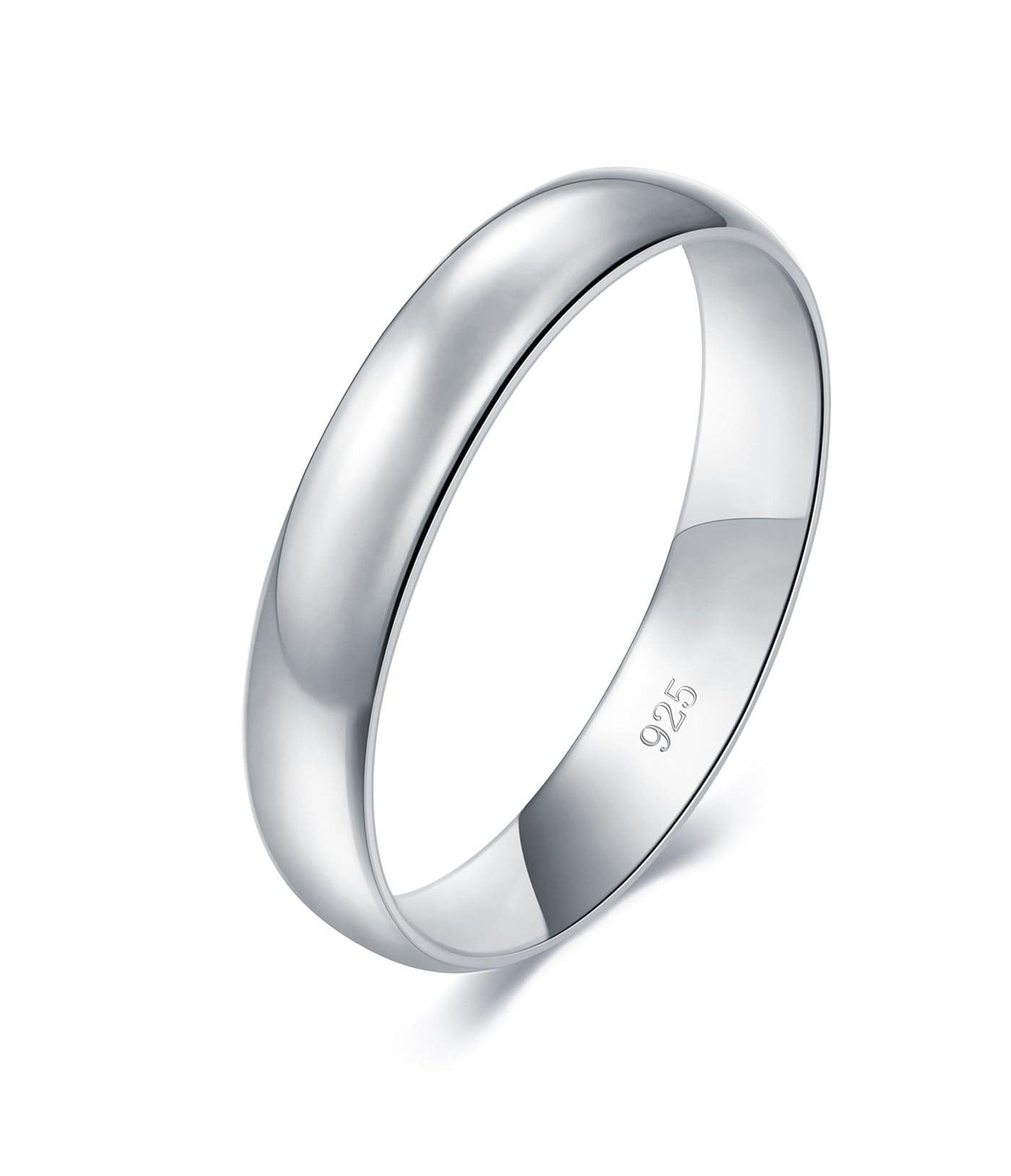 BORUO Silver Ring, 925 Pure Sterling Silver Band, Elegant Unisex Ring, 4mm Width, Hypoallergenic for Special Occasions, Ring Size 8