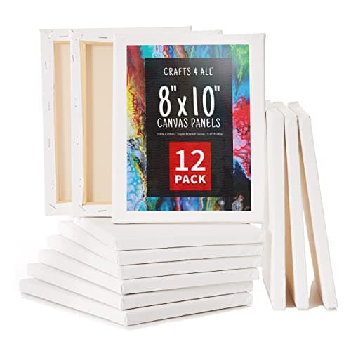Crafts 4 All Stretched Canvas Boards for Painting 12 Pack of 8x10 Blank Art Canvases Framed Canvas for Painting with Acrylic Oil Paint Pencil Pastels Charcoal