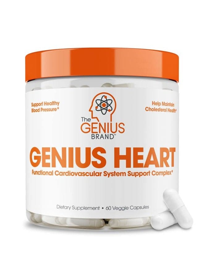 Genius Heart, 60 Veggie Pills - Natural Support Supplement May Help Cholesterol Levels and May Help Improve Healthy Blood Pressure - Grape Seed Extract, Vitamin K2 & CoQ10