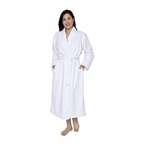 Mansfield, Unisex Spa Microfiber Shimmer Lined Shawl Collar Robe, White, L/XL