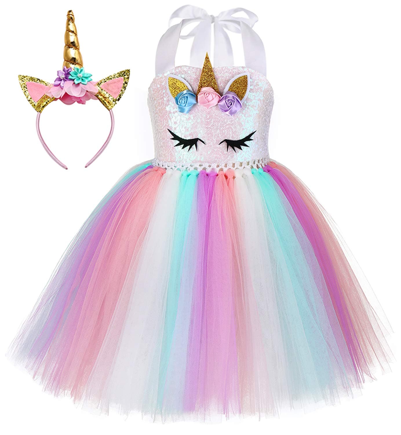 Tutu Dreams Unicorn Tutu for Girls Pink Easter Dress Unicorn Headband Birthday Gifts for Girls Holiday (Sequin Unicorn, 3-4T)