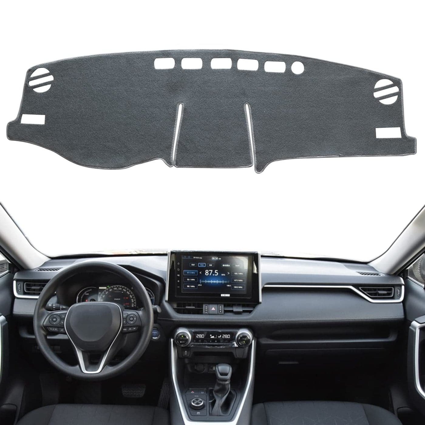REMOCH for Toyota Rav4 Accessories 2025 2024 2023 2022 2021 2020 2019 Dashboard Cover Dash Cover Mat Custom Fit Center Console Cover Sunshield Protector RAV 4 PadGray