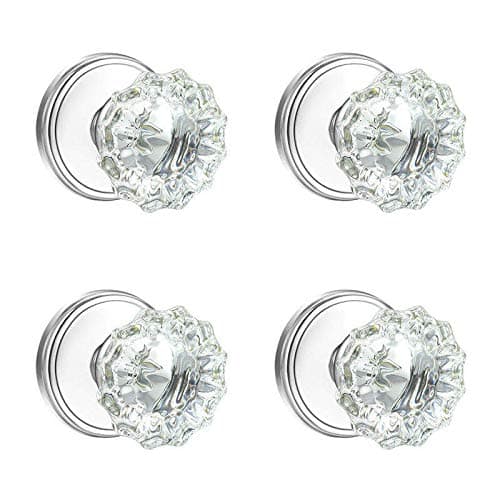 SHINY HANDLES Crystal Dummy Door Knobs Interior Glass Dummy Door Knobs for Hall and ClosetInactive and NonLocking FunctionPolished Chrome 4 Pack
