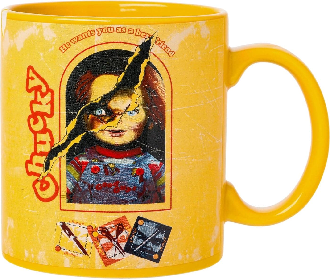 Silver Buffalo Chucky Horror He Wants You as a Best Friend Ceramic Mug 20 Ounces