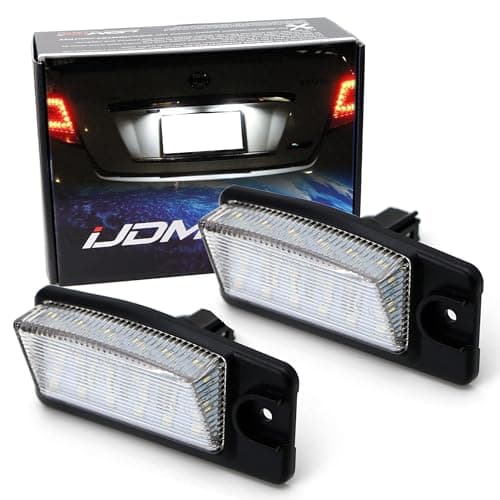 iJDMTOY OEM-Fit 3W Full LED License Plate Light Kit Compatible With Nissan Altima Maxima Murano Rogue/X-Trail T32, Infiniti EX35 FX35 QX50 QX70, Powered by 18-SMD Xenon White LED