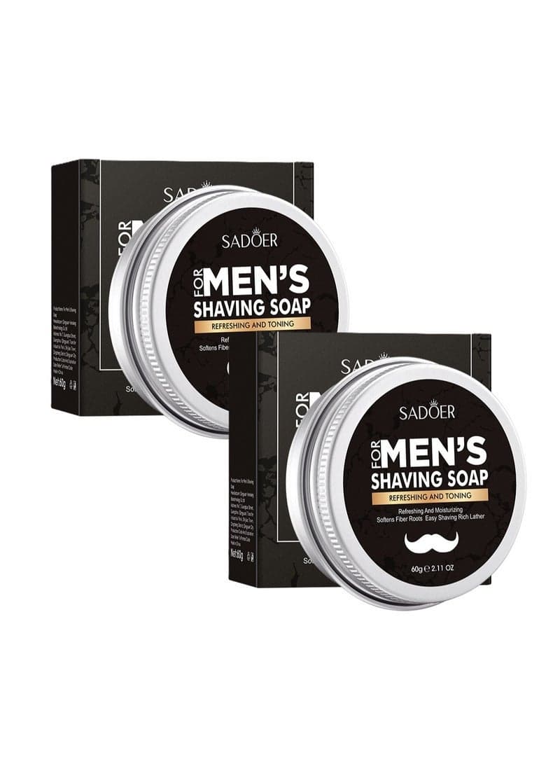 2 Pack Shaving Soap for Men - Shaving Cream for Traditional Wet Shave, Rich Lather Shaving Soap for Sensitive Skin, Softens Beard u0026 Reduces Friction for Smooth Glide