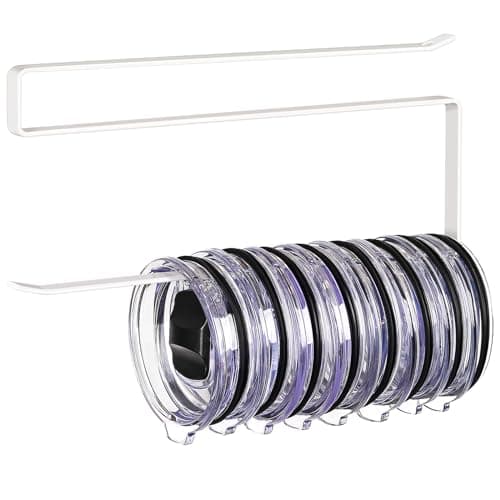 Tumbler Lid Organizer Horizontal Tumbler Lid Storage Hook Up to 10 Lids Space Saving Cup Lid Holders Under Cabinet Tumbler Lid Hook for Kitchen Organizer and Storage Paper Towel Rack Hanger White