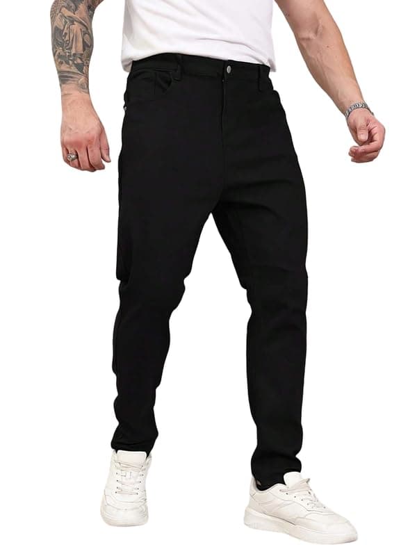 London Hills Men's Regular Fit Mid Rise Cotton Jeans for Man | Straight Fit Jeans for Man | Pant | Mens Bottom Wear | Pants | Jean's for Men | Jins Pant for Men | Denim Jeans Black